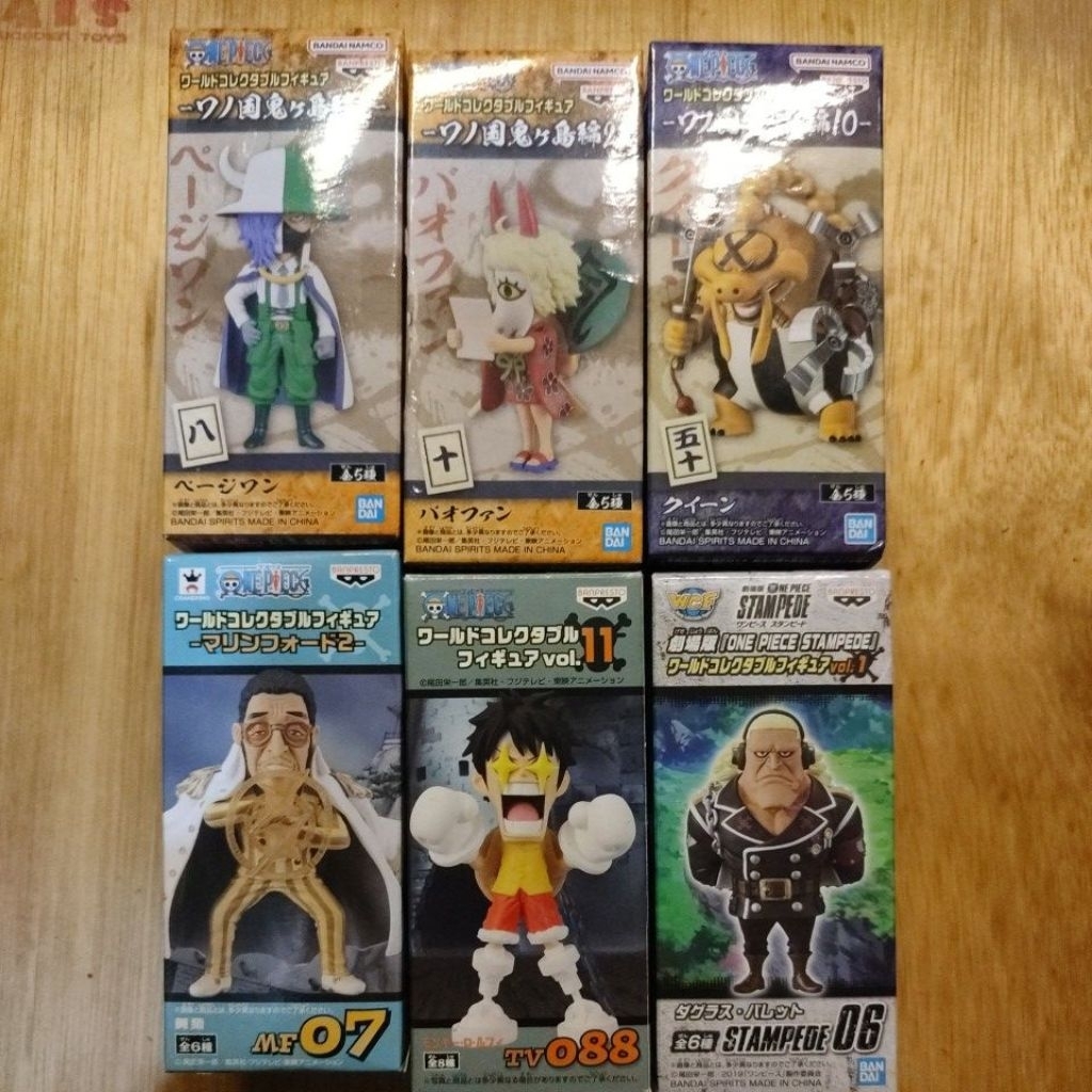 Jual Action Figure WCF One Piece Page One, Bao Huang, Queen Beast Pirates Kruu, Kizaru Marine, Luffy