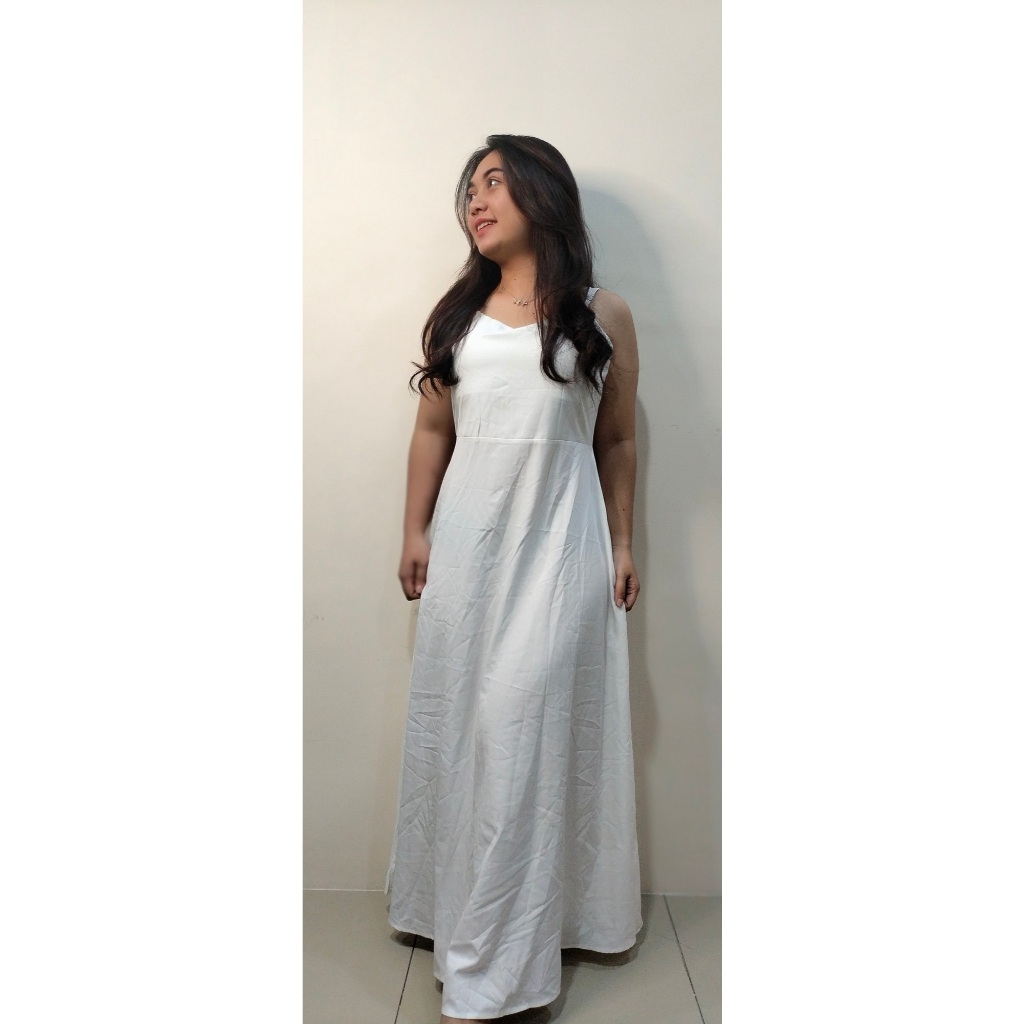 Long dress putih polos