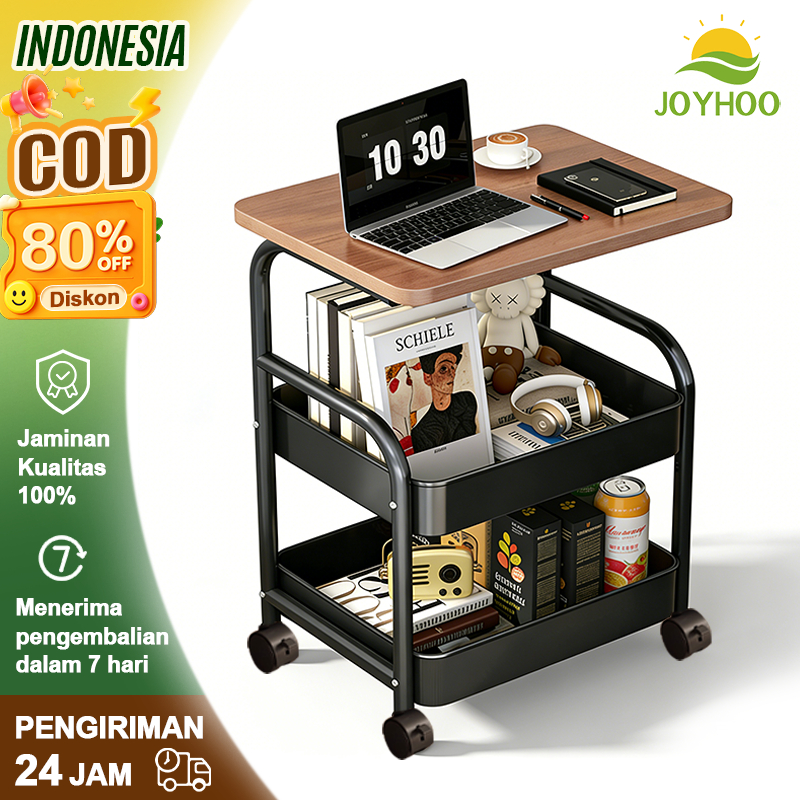 JOYHOO Rak Troli Susun Serbaguna 3 Susun dengan Roda Tempat Rak kamar mandi Meja Kecil Samping Sofa 