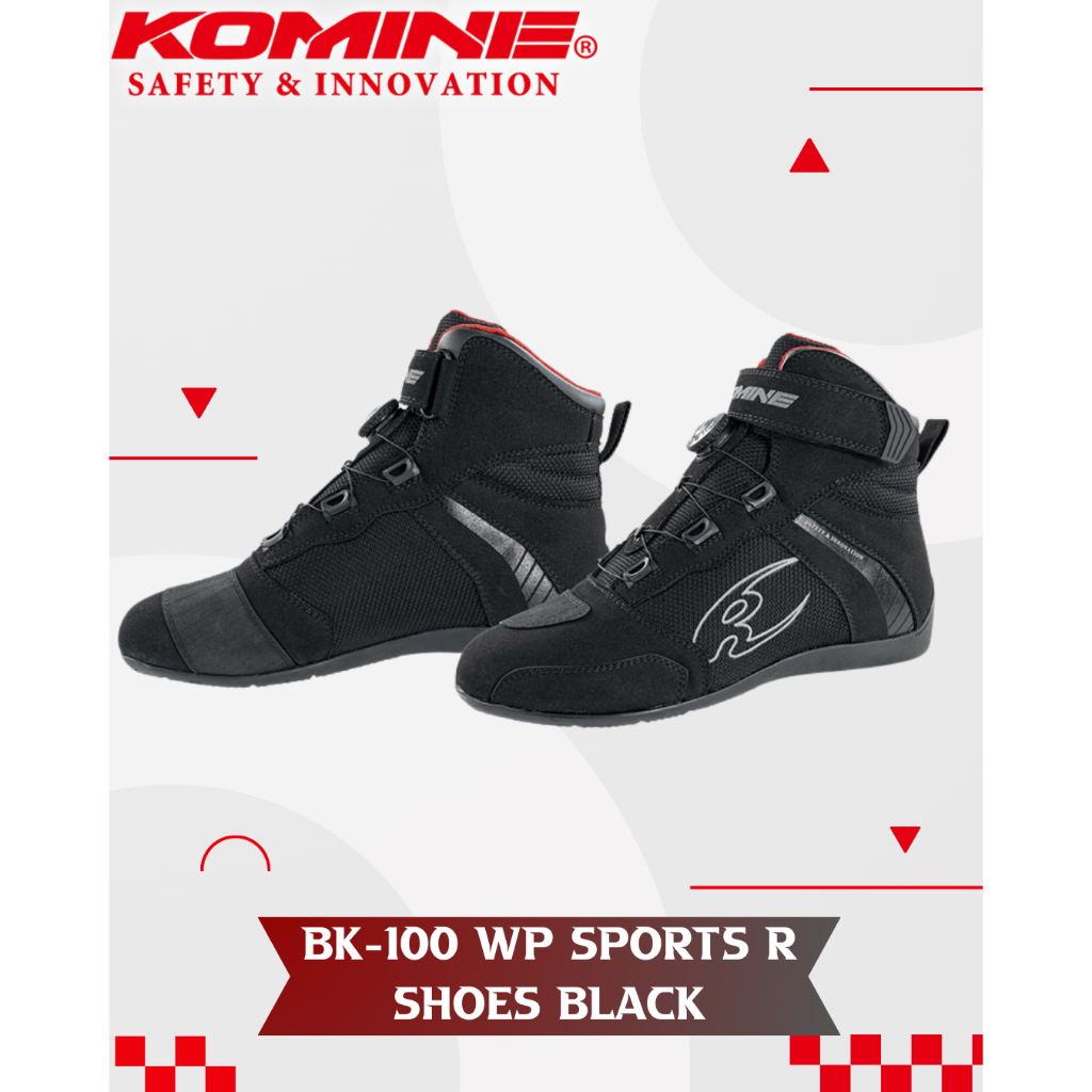 Komine BK-100 Waterproof Sports Motorcycle Riding Shoes Black