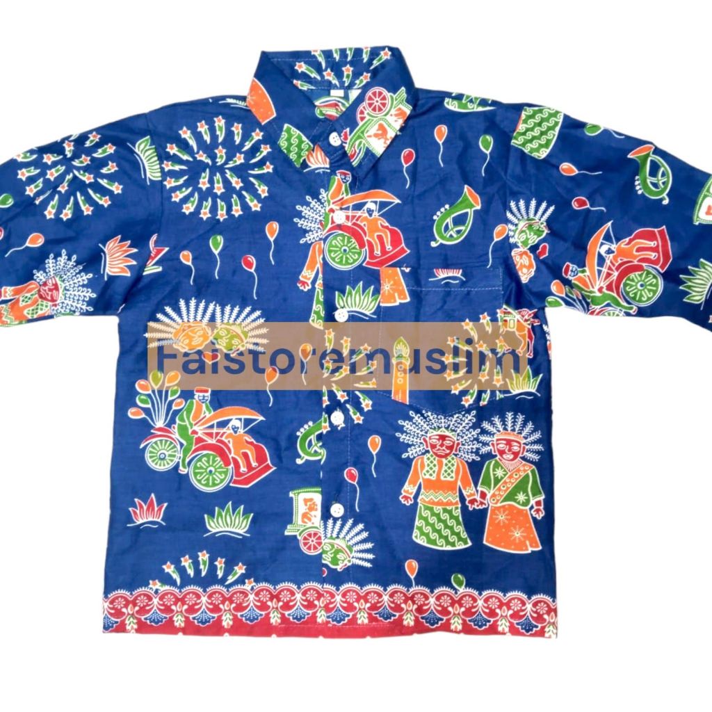 Seragam Sekolah Batik ondel ondel  lengan pendek/Kemeja Batik ondel ondel sekolah anak SD