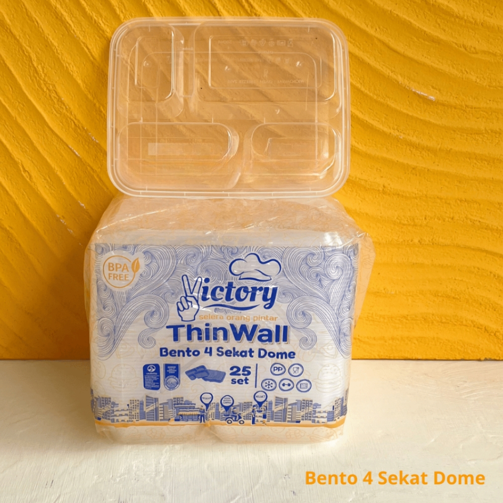 Victory Thinwall Bento 4 Sekat Kotak Makan Plastik