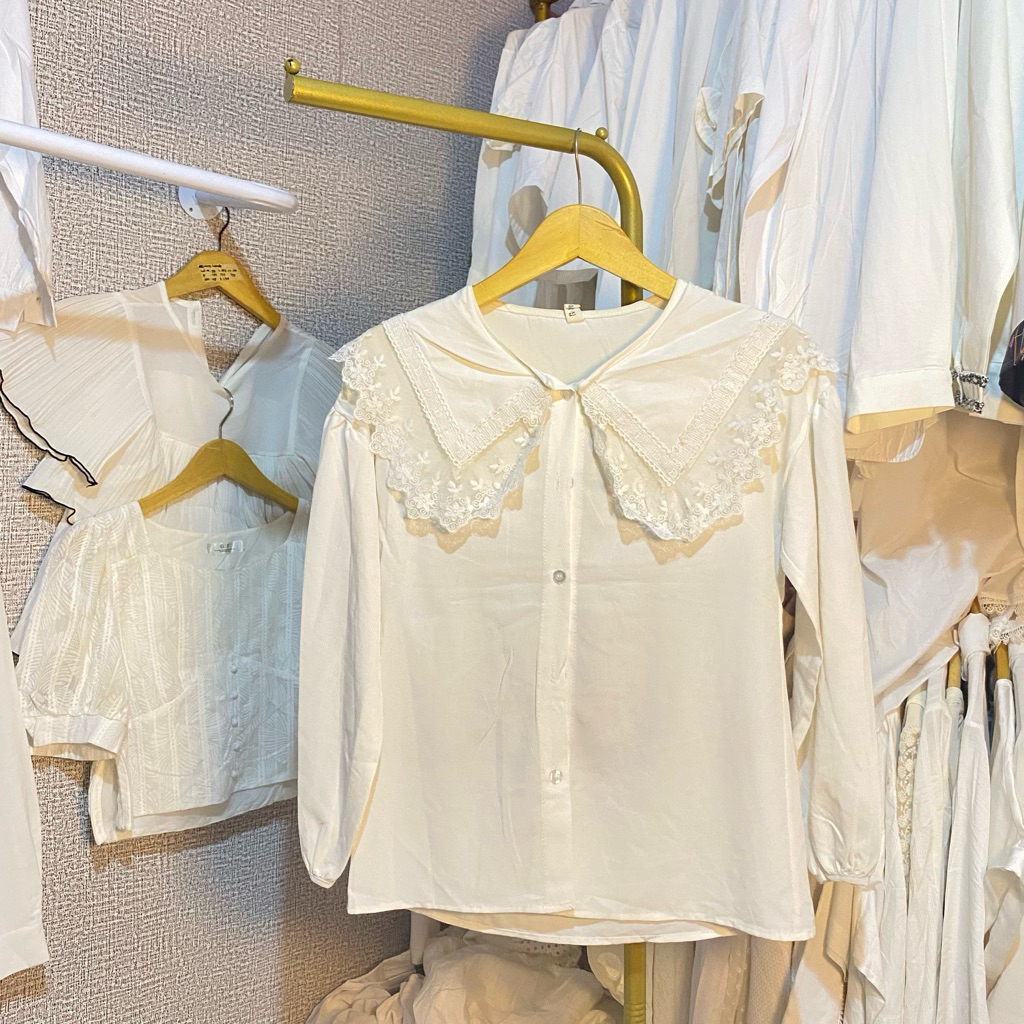 baju putih korean sailor renda atasan putih sailor renda