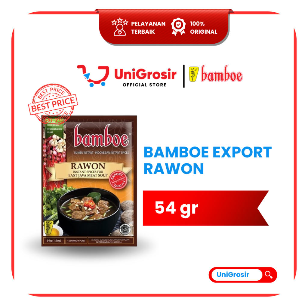 [UniGrosir] BAMBOE EXPORT RAWON EAST JAVA MEAT SOUP BUMBU MASAK INSTAN ~ 54 gr