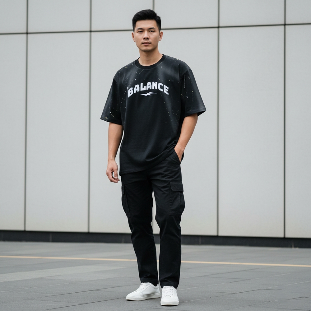 Kaos Pria Motif Spray Paint Balance Baju Distro Pria Streetwear Spray - Zazomde