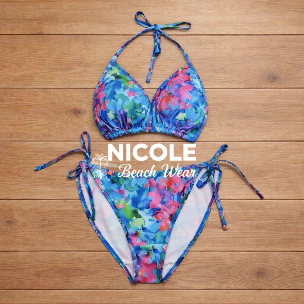 [NICOLE] Bikini Segitiga Tali Bikini Sexy Bikini Pantai Bunga Baju Renang Wanita