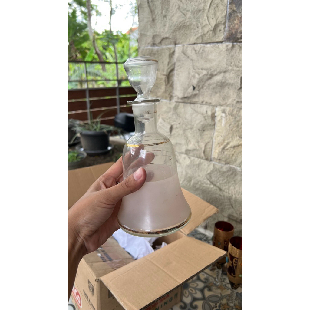 Botol Kaca Berpenutup (Decanter/Stoppered Bottle) Vintage/Tempat Wine Vintage/Botol Wine Vintage