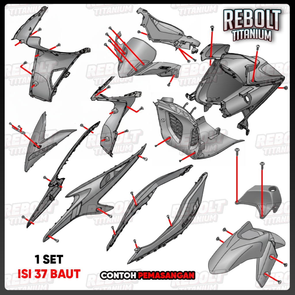 Baut Titanium Full Set Body Aerox Old Grade 5 REBOLT