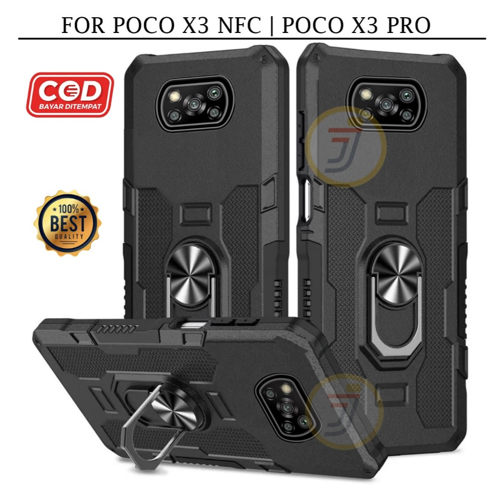 Casing Poco X3 (NFC) Poco X3 Pro Ring Armor Robot Case Kickstand Hybrid/Ring Holder