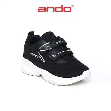 Ando Cheppy Sepatu Sneakers Anak 29-32 Sneaker Sekolah Perekat Magnet Hitam Putih