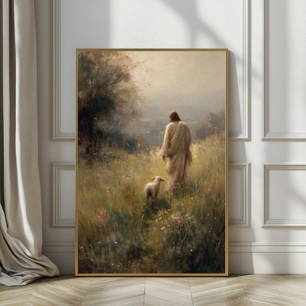 lukisan yesus gembala - The good shepherd