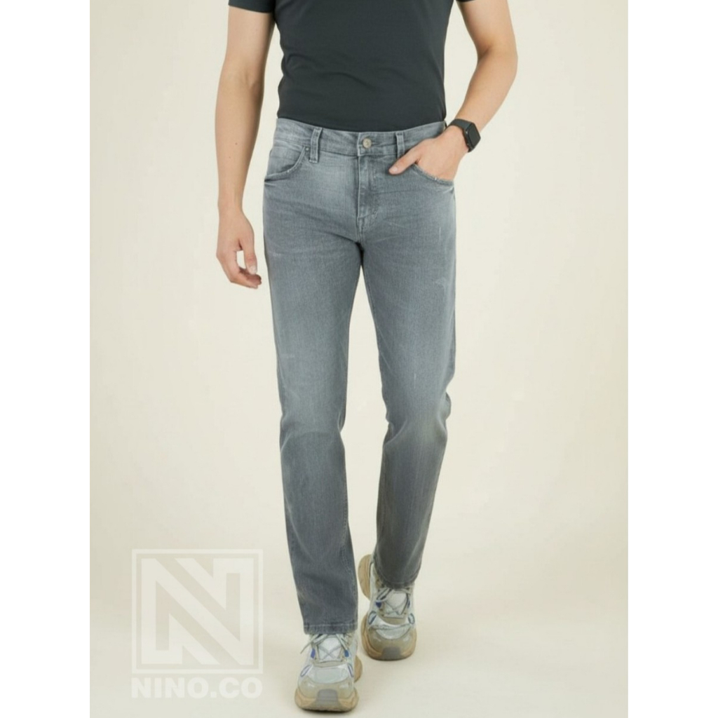 NINO.CO MUSTANG Grey Stretch Denim Celana Jeans Pria Slim Fit – Street Style Premium Wash YKK Zipper