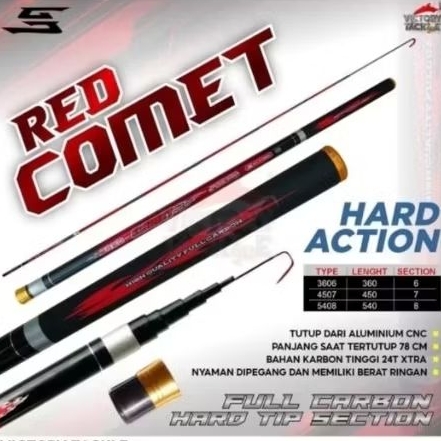Joran Tegek Red Comed Super Kaku Kuat Dan full Carbon solid