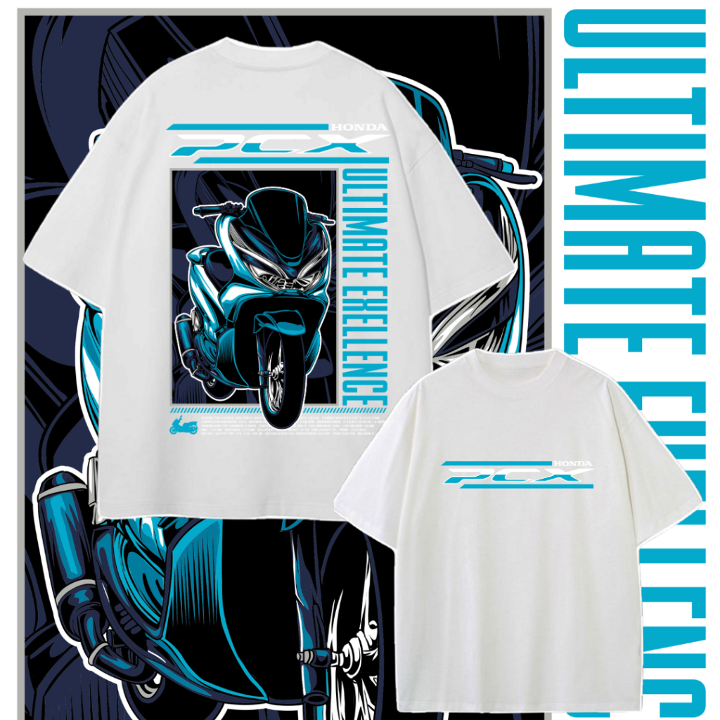 Kaos Distro Unisex Gambar Motor HONDA ALL NEW PCX 160 siluet T-Shirt Otomotif