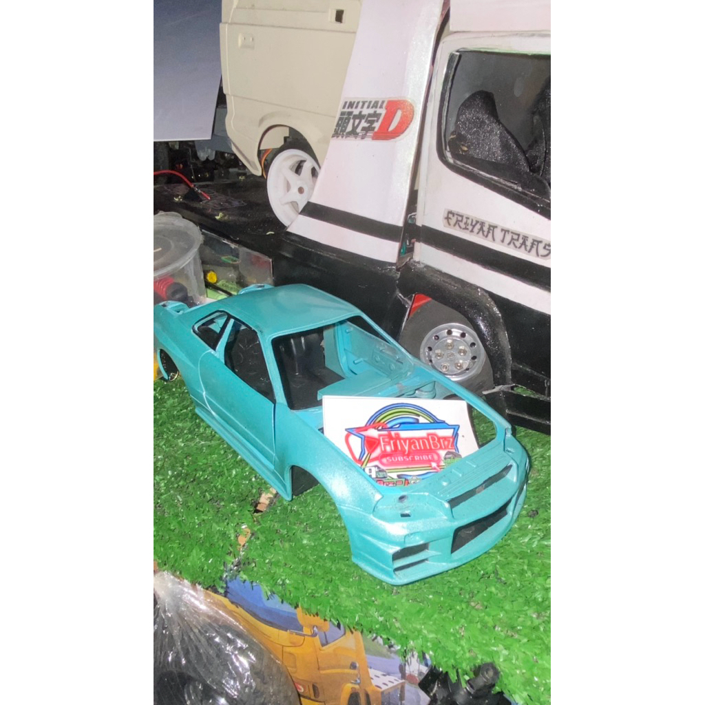 Body only diecast Jada toys 1/24 Nissan Skyline GTR R34 loose bahan custom