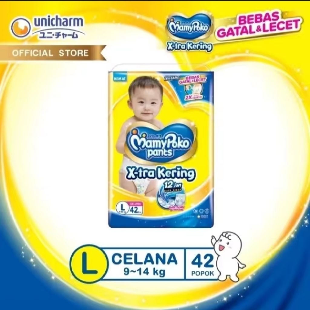 Mamypoko Pants Jumbo X-Tra Kering Standar & Slim Tidak Gembung L42, L48