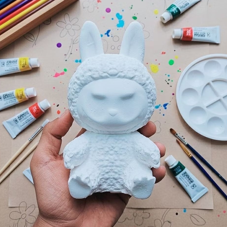 Celengan Karakter Gypsum Gipsum Mainan Mewarnai Sand Painting Celengan Gypsum Karakter LABUBU Lucu &