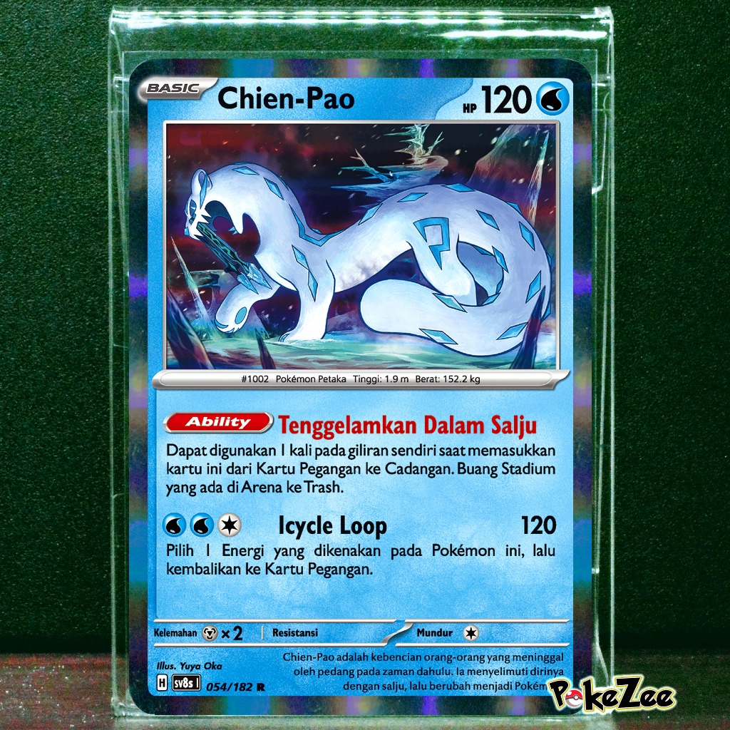 Chien-Pao sv8s 054/182 R Kartu Holo Chien Pao Pokemon TCG Indonesia Seri Kilat Rasi