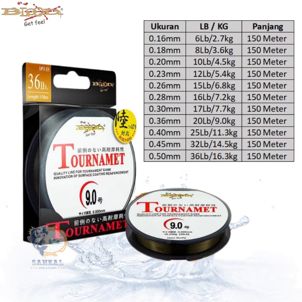 Senar Pancing Anti Kusut Blood Tournament 150m / Benang Pancing Blood-X Tournament