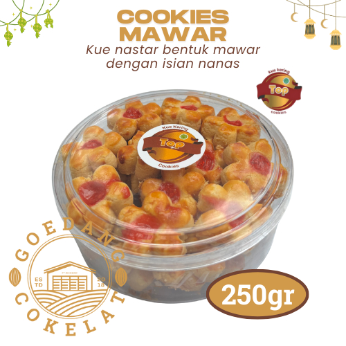 Goedang Cokelat | Kue Cookies Mawar kemasan 250gr - Kue enak dan renyah - Kue Nastar keju dengan isi