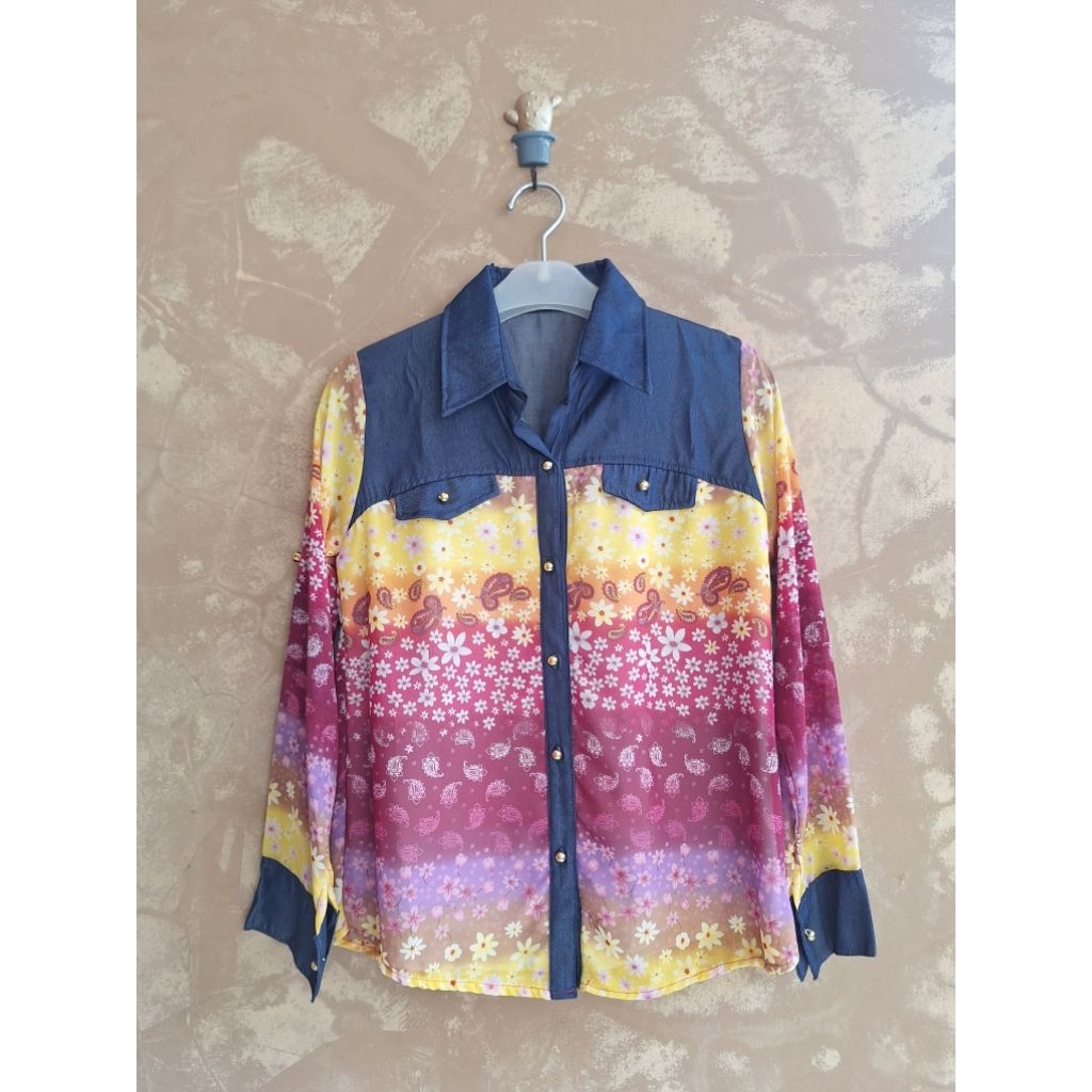 PRELOVED KEMEJA BLUS TOP LENGAN PANJANG FASHION BAJU ATASAN WANITA SIFON ADEM REMAJA DEWASA WARNA MU