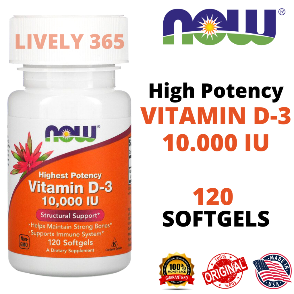 High Potency Vitamin D3 10000 / 10.000 IU | NOW Foods | 120 Softgels