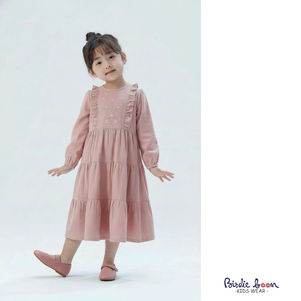 Birdie Boom - Muslim Dress Dusty Pink/ Gamis Anak Dusty Pink