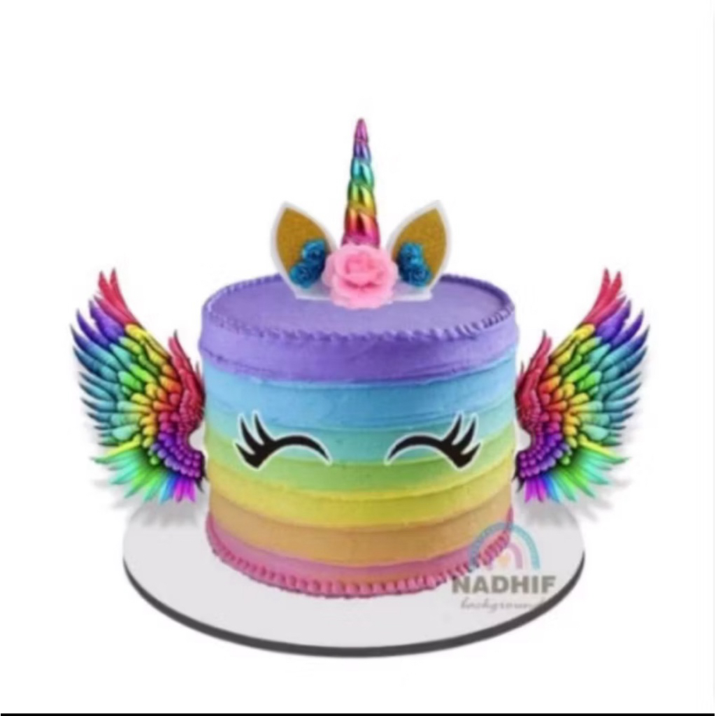 TOPER  KARAKTER  SAYAP UNICORN STYROFOAM HIASAN TUSUK KUE ULANG TAHUN