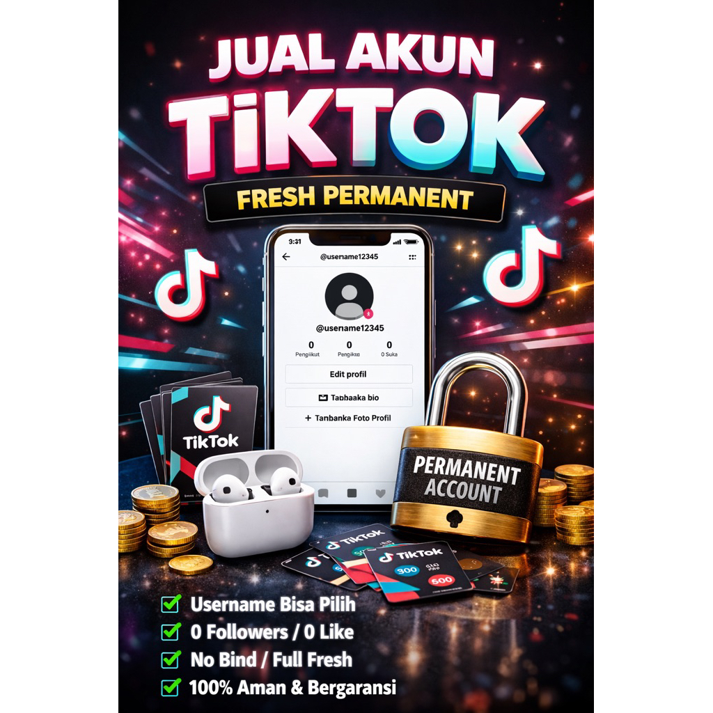 Akun TikTok Fresh Permanent Full Akses | Siap Pakai | Bergaransi