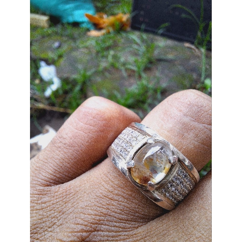 Yellow safir srilangka ring perak