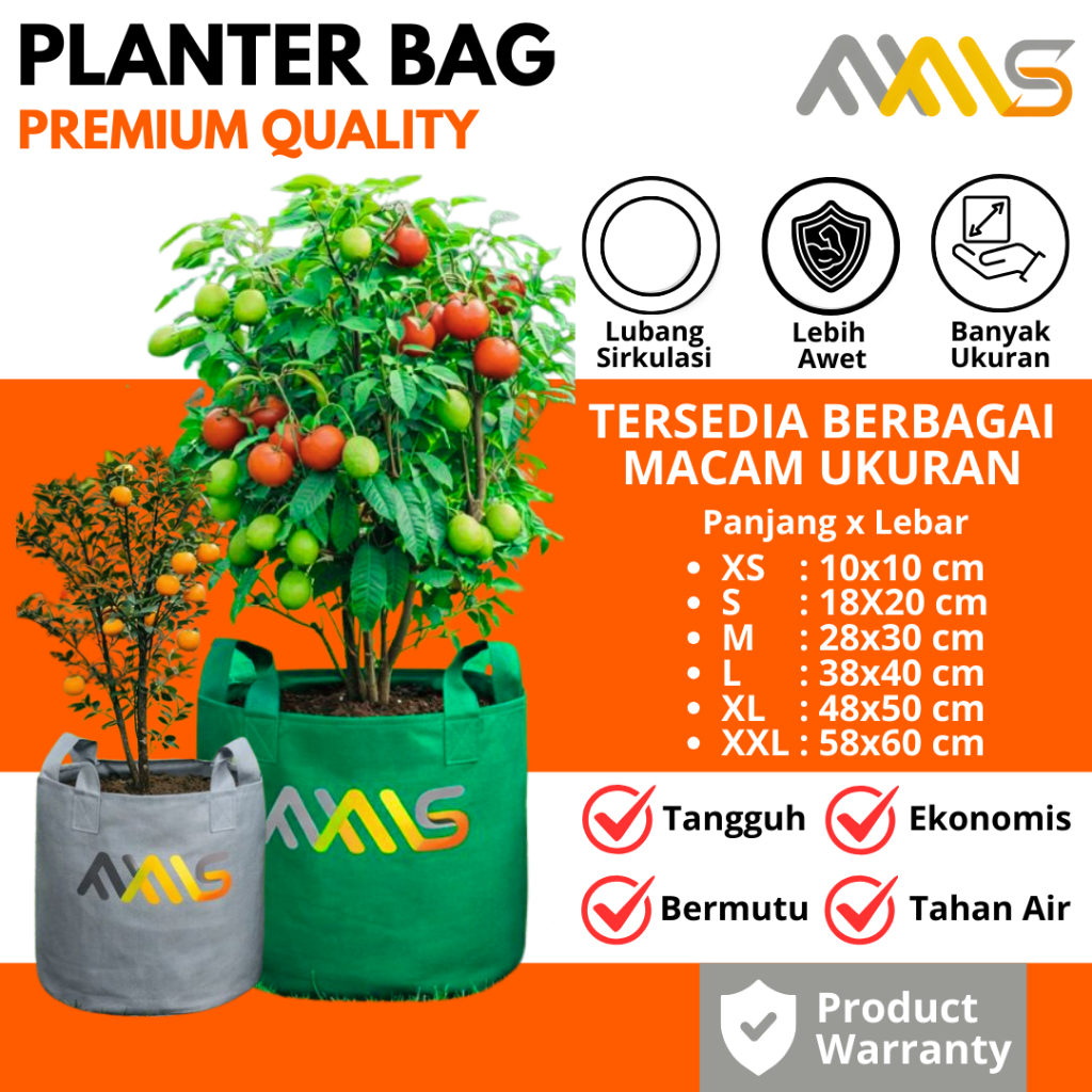 Planter Bag Pot Tanaman Sayur dan Buah Besar Jumbo 0,7 Liter 6 Liter 20 Liter 50 Liter 75 Liter 100 