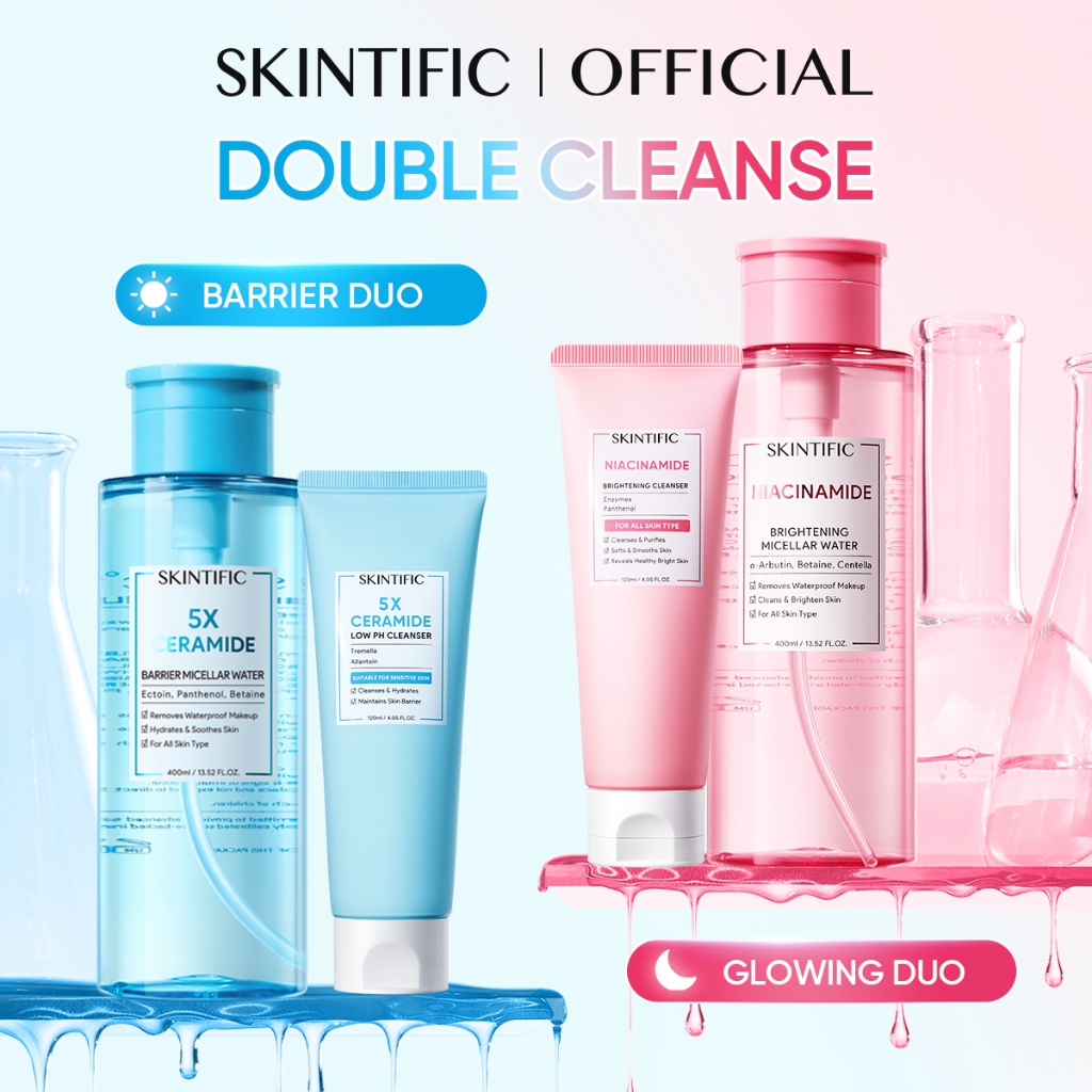 [BIG SIZE] SKINTIFIC -  2PCS Double Cleanse Set | Brightening / Barrier Cleanser + Micellar Water Pa