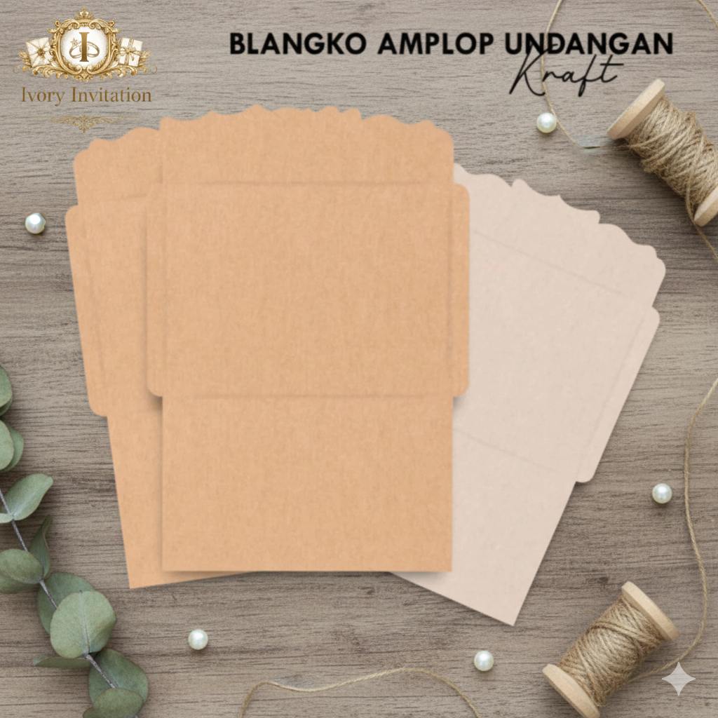 (100 PCS) Amplop Kraft Coklat Undangan Amplop Blanko Kosong Pernikahan Ready Stock Ivory Invitation