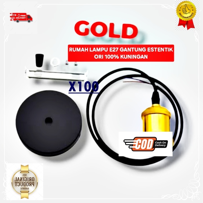 X100 LAMPU BOHLAM DESIGN RUMAH LAMPU E27 GANTUNG FITTING ESTENTIK ORI 100% KUNINGAN MODEL RETRO JADU