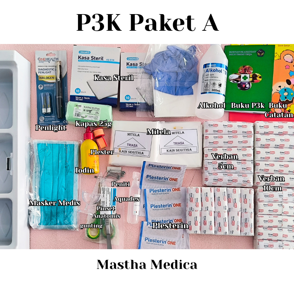 Paket P3K MC-11 Paket A Lengkap Plus Box Disesuaikan Dengan KEMENPRI Kotak P3K+isi lengkap K3 Dindin
