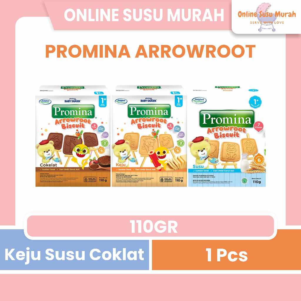 PROMINA BISKUIT ARROWROOT BISKUIT 12+ SUSU KEJU COKLAT 110 GR BISCUIT 1 TAHUN KE ATAS 110GR PRLA
