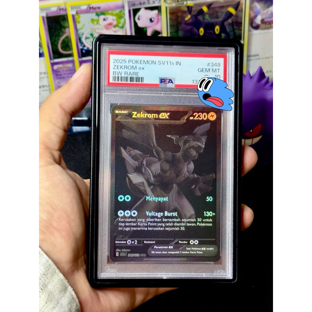 Pokemon PSA 10 Zekrom EX 384/172 BWR Indonesian Hitam putih