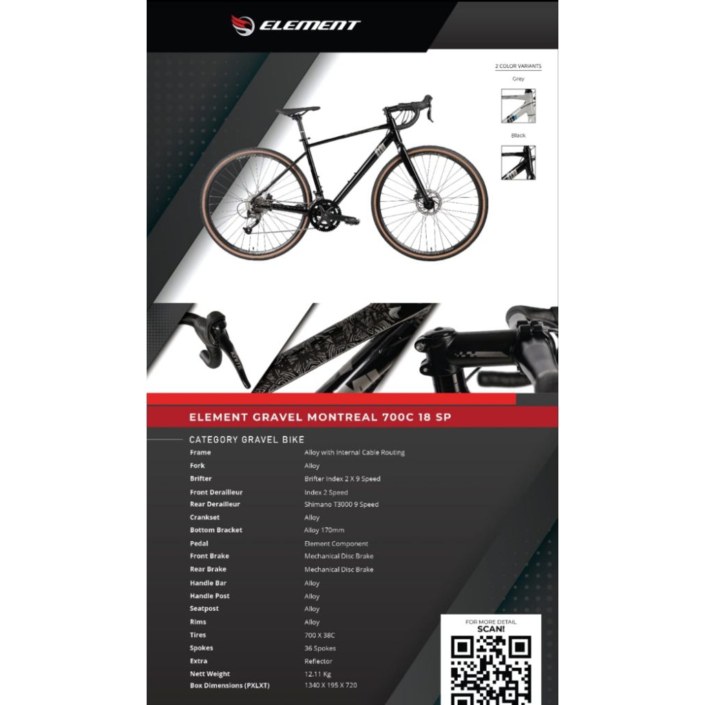 Sepeda Roadbike Balap Element Gravel Montreal