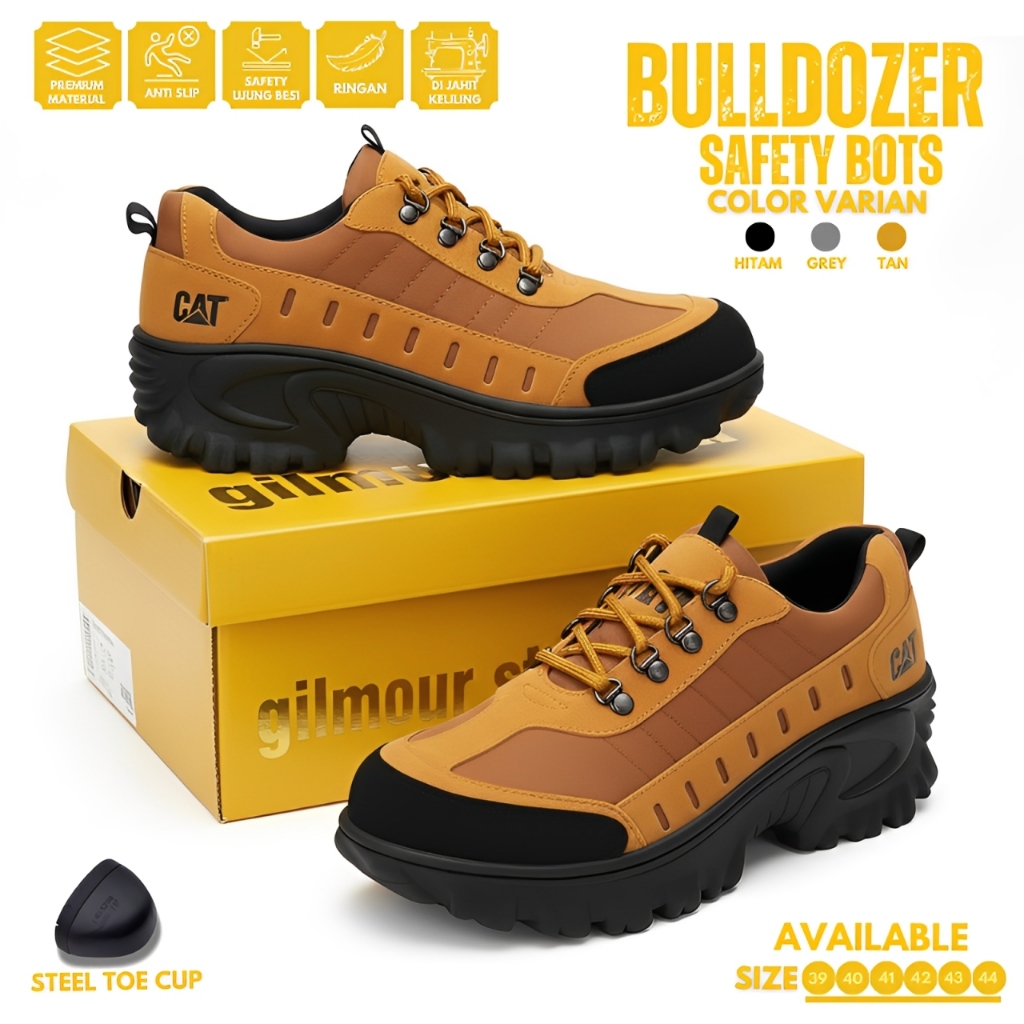 Sepatu Pria Safety Ujung Besi Caterpillar Buldozer | Sepatu Gunung | Sepatu Proyek Tactikal Outdoor