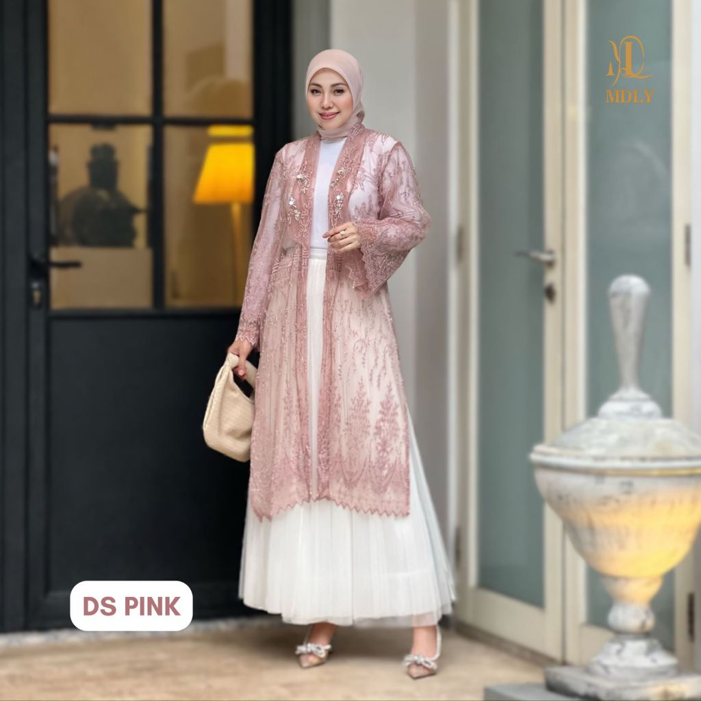 MDLY Kaia Pleats Outer  Fashion Atasan Outer Wanita Bahan Brokat Tile Premium