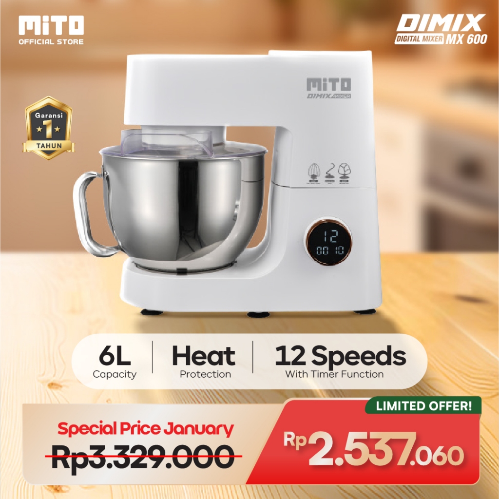 MITO Stand Mixer MX600 DIMIX Pengadon adonan kue 6L