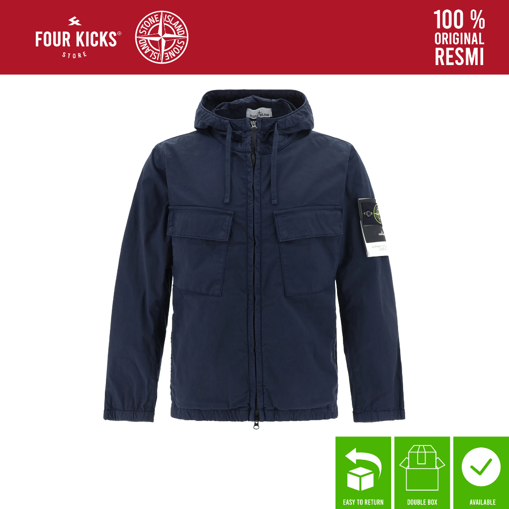 Stone Island Hoodie Jacket Supima Cotton Twill Stretch Navy