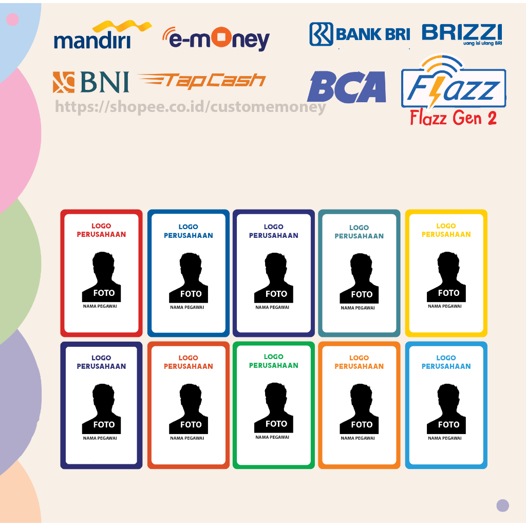 Emoney ID C4RD CUSTOM MANDIRI EMONEY BNI TAPCASH BRI BRIZZI Etoll E-money Card Termurah Terbaru