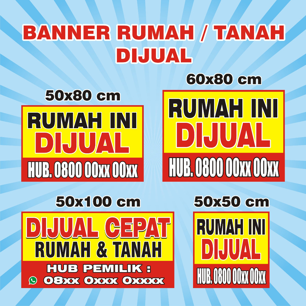 BANNER SPANDUK RUMAH / TANAH DIJUAL REQUEST CUSTOM