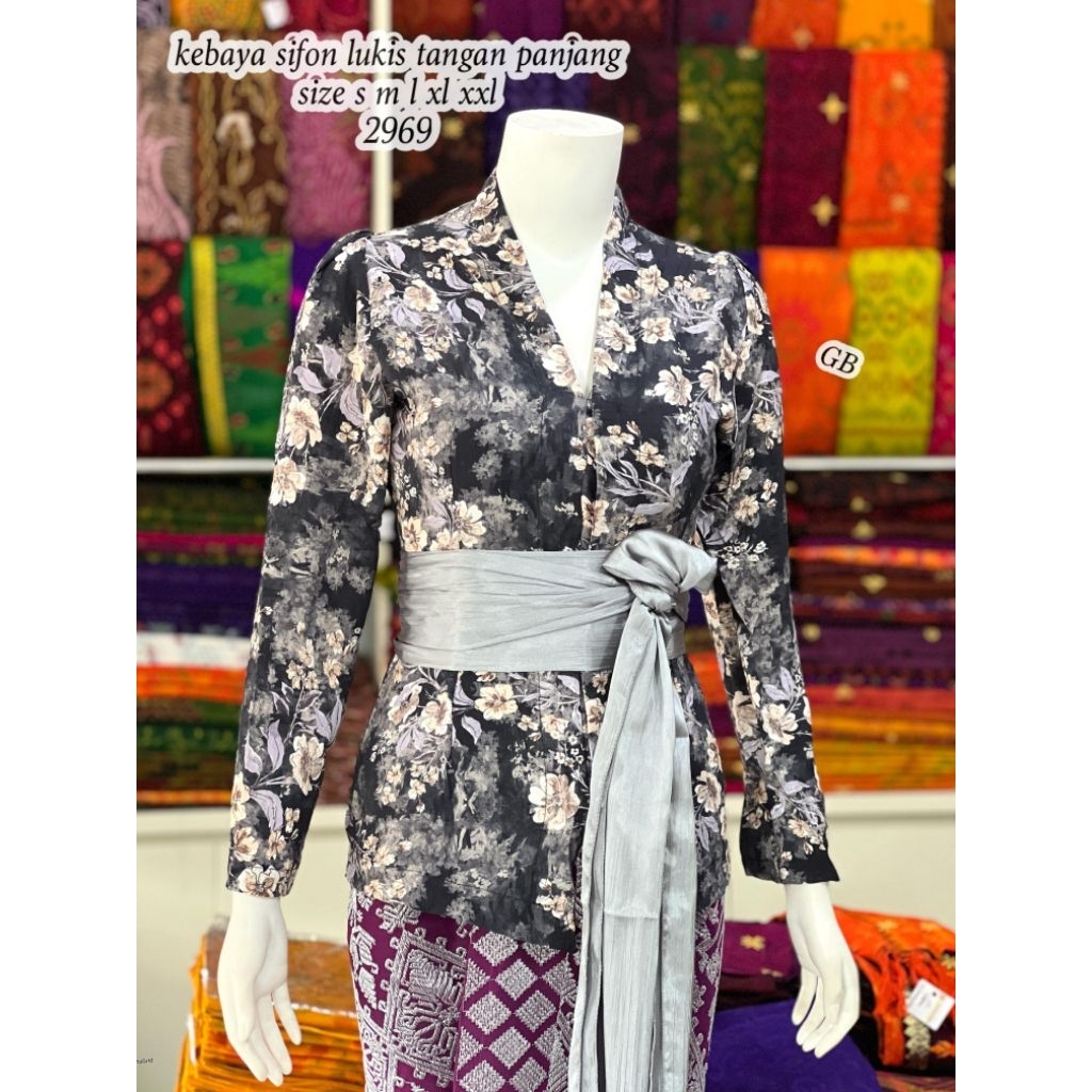 Kebaya Sifon Lukis tangan panjang