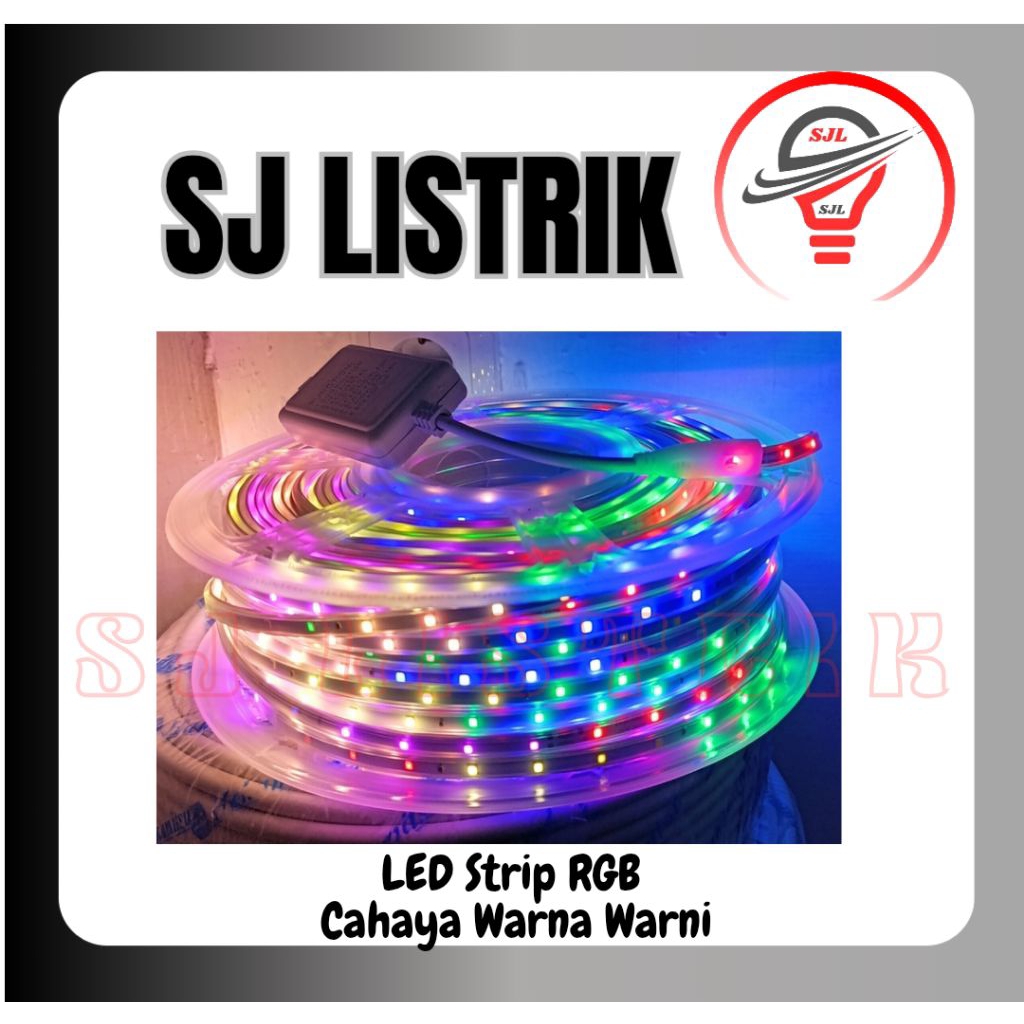 10Meter Lampu LED Strip Selang RGB 10Meter + Soket/Flasher Jepit/LED Strip Warna-Warni/Lampu Selang 