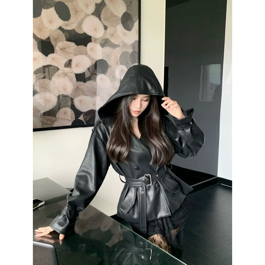 LEATHER HOODIE SETELAN
