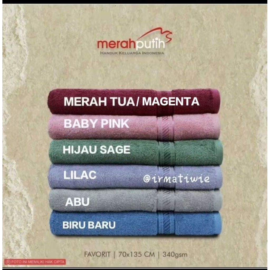 MERAH PUTIH - HANDUK MERAH PUTIH 70X135 / HANDUK DEWASA / HANDUK MANDI