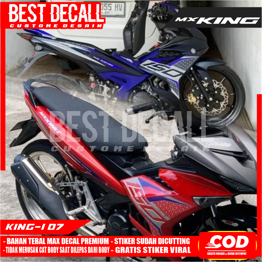 Striping Mx King 150 Transparan Desain Custom Warna Biru Putih Bahan Max Decal King-I 07