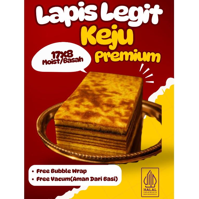 Kue Lapis Legit Keju Premium Moist Lembut Halal